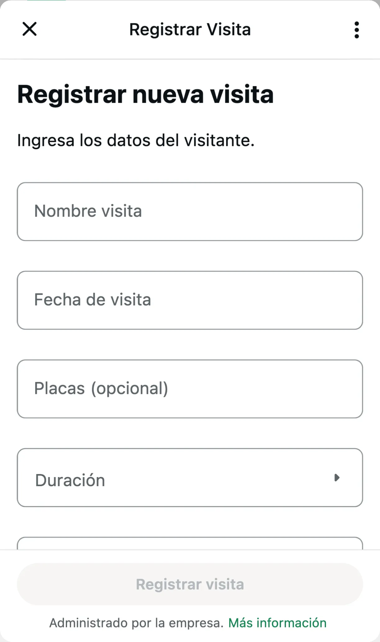 Formulario de registro de visita